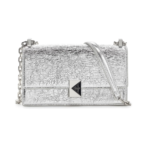 Kate Spade New York Deco Crinkle Metallic Leather Mini Flap Chain Crossbody