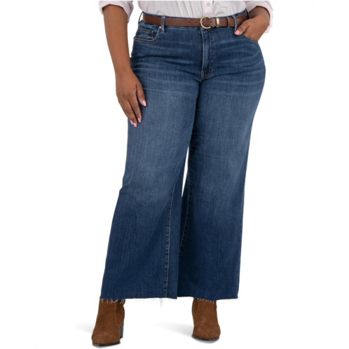 KUT from the Kloth Plus Meg High Rise Fab Ab Wide Leg Raw Hem