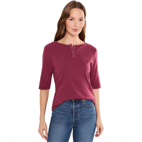 Womens Michael Stars Andie Henley Elbow Sleeve Top