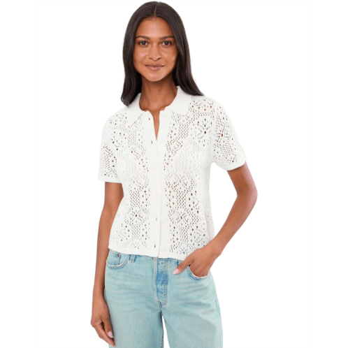 Womens Splendid Beckham Crochet Polo Sweater