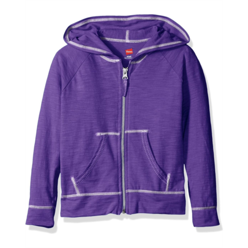 Kids Hanes Little Girls Slub Jersey Full Zip Jacket