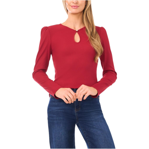 CeCe Long Sleeve Pearl Keyhold Knit Top
