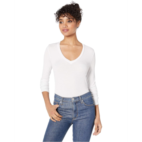 Womens Splendid Valley 2x1 Rib Long Sleeve V-Neck