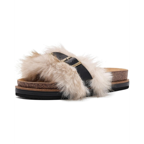 Womens Free People Frankie Faux Fur Slide Sandals