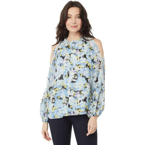 Vince Camuto Cold-Shoulder Long Sleeve Blouse w/ Neck