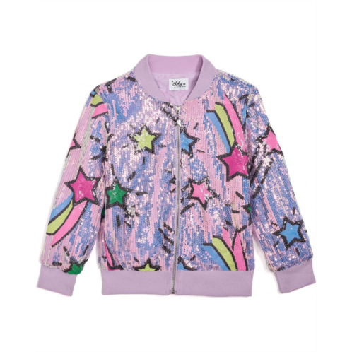 Lola and The Boys Lavender Shooting Star Sequin Bomber (Little Kid/Big Kig)