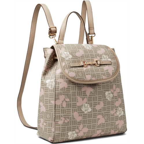 Anne Klein Flap Logo Backpack with Horsebit