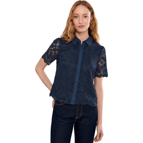 CeCe Lace Short Sleeves Hidden Placket Shirt
