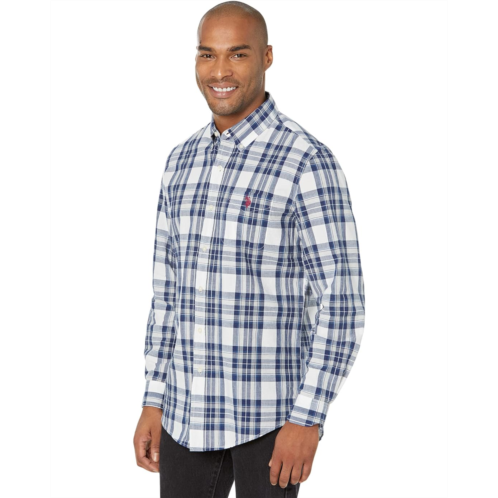 U.S. POLO ASSN. Long Sleeve Classic Fit Yarn-Dye Poplin Heather Woven Shirt