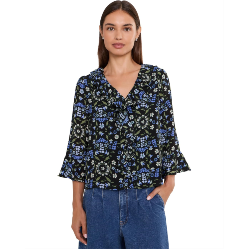 Womens CeCe Ruffled Long Sleeve V-Neck Top