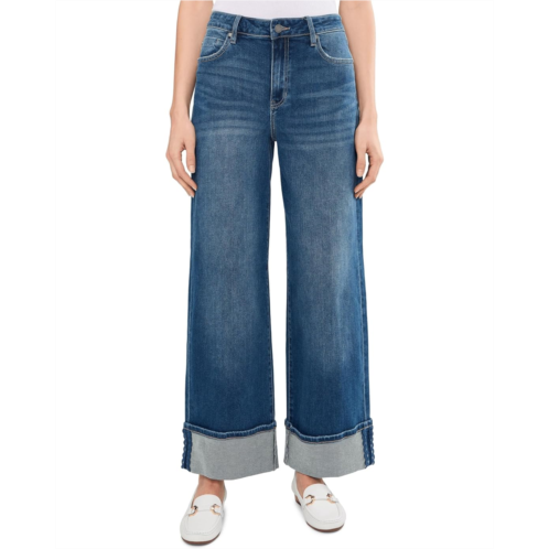 Womens Liverpool Los Angeles Morgan Mid-Rise Cuffed Crop Wide Leg Jeans With Trim 30 Inseam
