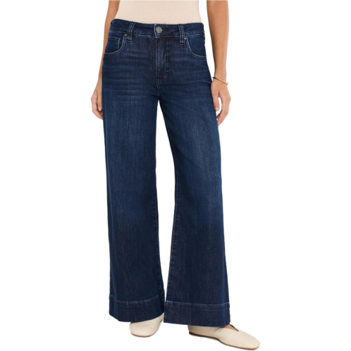 Womens KUT from the Kloth Petite Maya High-Rise Fab AB Wide Leg Back Darts Wide Hem in Masterpiece