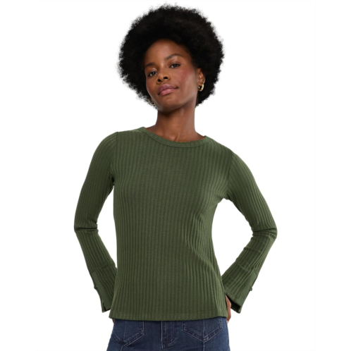 Womens Liverpool Los Angeles Long Sleeve with Slit Scoop Neck Knit Top