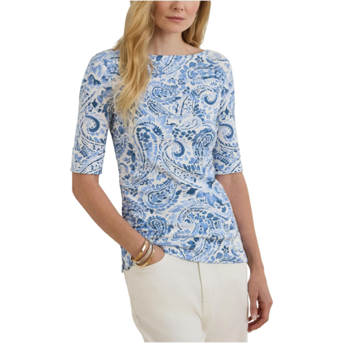 POLO RALPH LAUREN Paisley Stretch Cotton Boatneck Tee