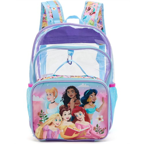 BIOWORLD Kids Disney Princess Three-Piece setclear backpack with lunch kit and carabiner (Little Kid/Big Kid)