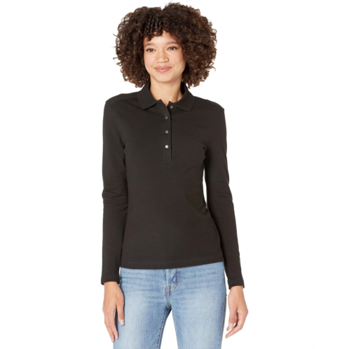 Womens Lacoste Long Sleeve Slim Stretch Pique Polo