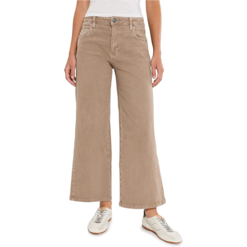 KUT from the Kloth Petite Meg High-Rise Wide Leg Side Panel in Milk Tea