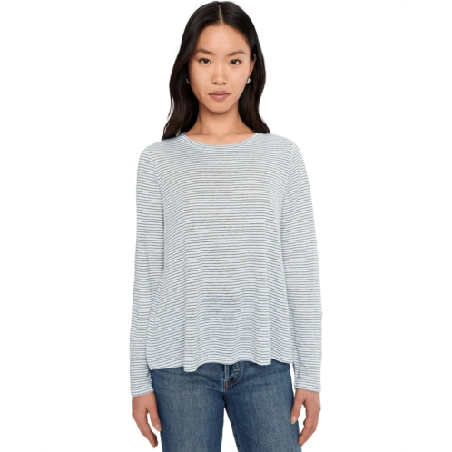 Eileen Fisher Striped Organic Linen Jersey Crew Neck Long Sleeve Tee