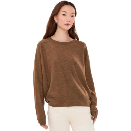 Womens Eileen Fisher Fine Felted Wool Crew Neck Sweater