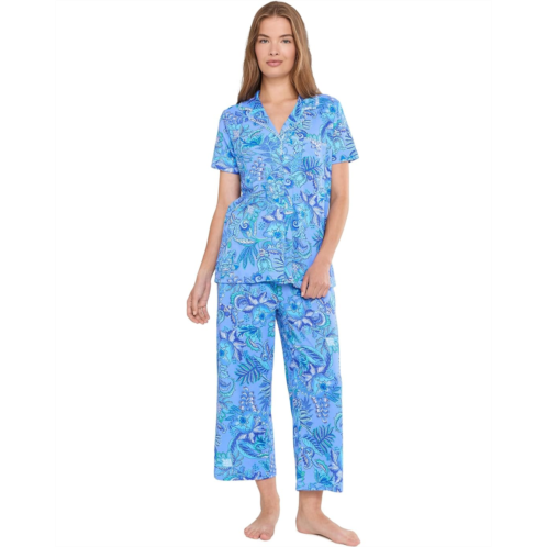 Womens Karen Neuburger Short Sleeve Notch Top & Capri Pajama Set