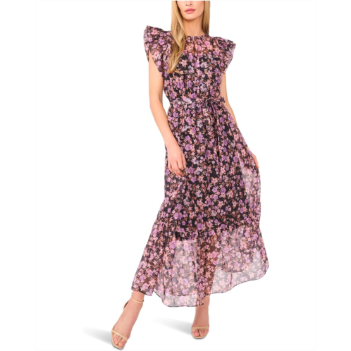 CeCe High Neck Flutter Sleeve Maxi Dress