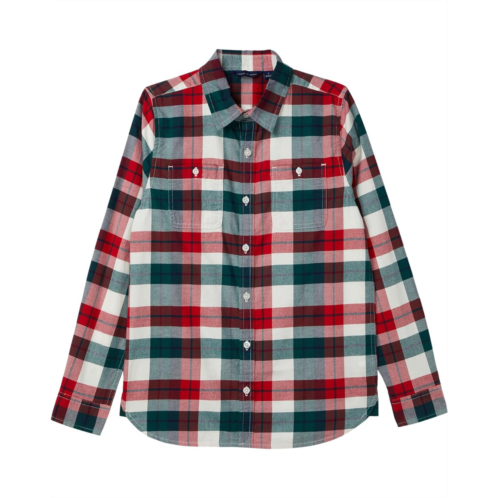 Janie and Jack Plaid Twill Button Down Shirt (Toddler/Little Kid/Big Kid)
