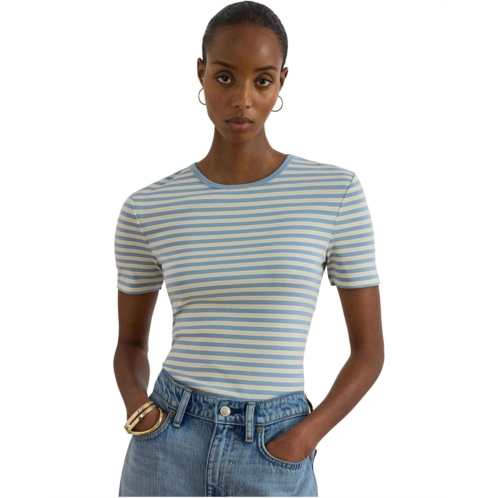 POLO Ralph Lauren Womens Lauren Ralph Lauren Paisley Stretch Cotton Crewneck Tee