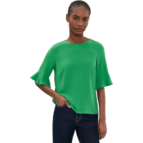 CeCe Elbow Ruffle Cuff Crew Neck Blouse