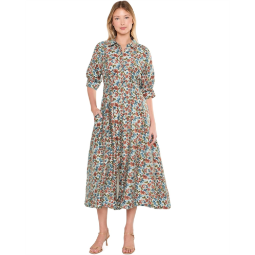 Womens Vince Camuto Button-Up Shirt Dress with Pleat Darts On Bodice