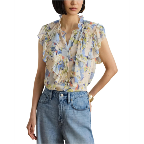 POLO RALPH LAUREN Floral Ruffle-Trim Georgette Shirt