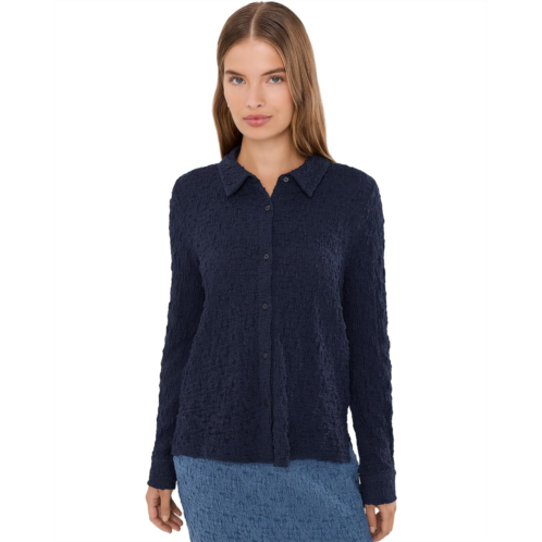 Womens Eileen Fisher Petite Bubble Jacquard Classic Collar Shirt