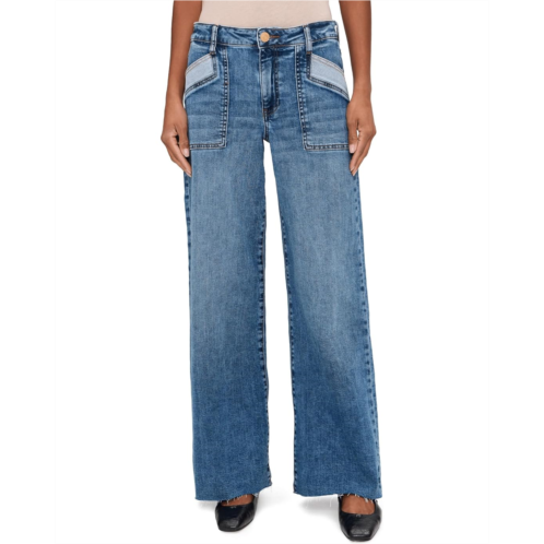 Womens KUT from the Kloth Maya High-Rise Porkshop Front Pockets Wide Leg Raw Hem in Success