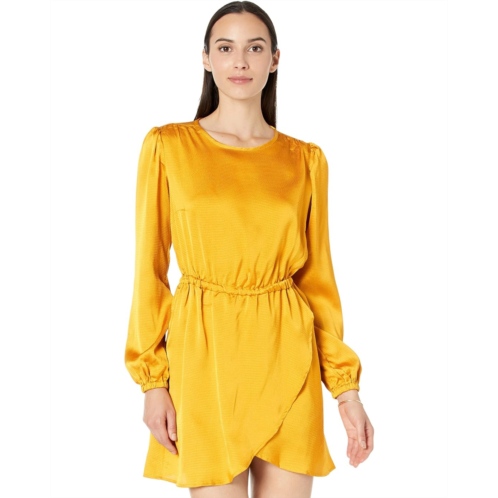 Michael Michael Kors Satin Long Sleeve Flounce Dress