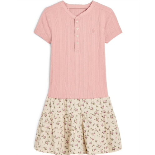 Girls Polo Ralph Lauren Kids Floral-skirt Pointelle-knit Cotton Dress (Toddler/Little Kid)