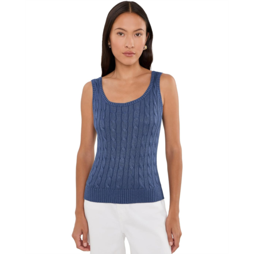 POLO Ralph Lauren Womens Lauren Ralph Lauren Petite Cable Cotton-Blend Sleeveless Sweater