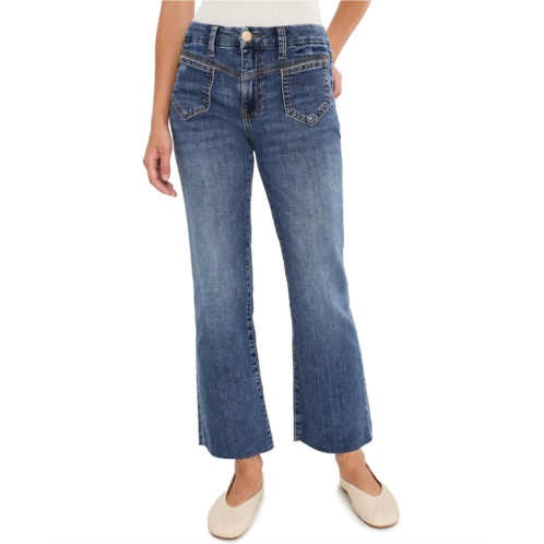KUT from the Kloth Petite Kelsey High-Rise Ankle Flare Front Yoke Pocket Raw Hem in Peak
