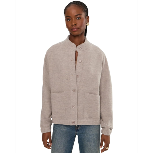 Eileen Fisher Lightweight Boiled Wool Stand Collar Jacket