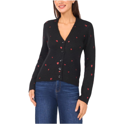 CeCe Foil Heart Cardigan