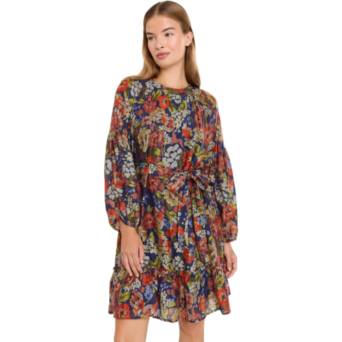Womens Vince Camuto Dolman Sleeve One Tier Mini Dress with Self Belt