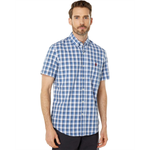U.S. POLO ASSN. Short Sleeve Yarn-Dyed Heathered Plaid Poplin Woven Shirt