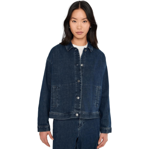 Eileen Fisher Cotton Stretch Denim Classic Collar Jacket