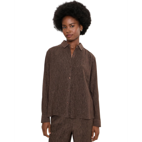Eileen Fisher Woven Plisse Classic Collar Shirt
