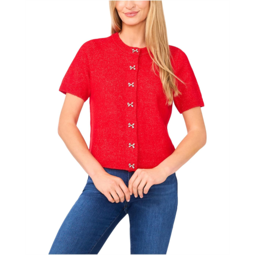 CeCe Short Sleeve Bow Button Cardigan
