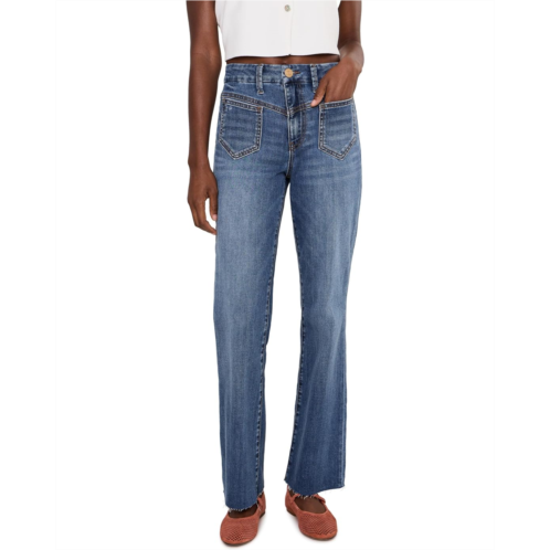 Womens KUT from the Kloth Kelsey High-Rise Ankle Flare Front Yoke Pocket Raw Hem