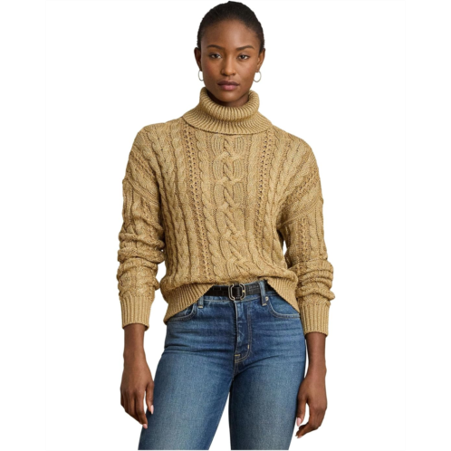 POLO RALPH LAUREN Metallic Cable-Knit Turtleneck Sweater
