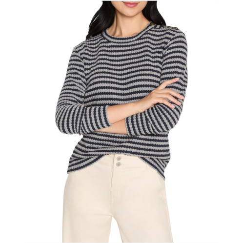Womens NICZOE Petite Texture Stripe Button Shoulder Top
