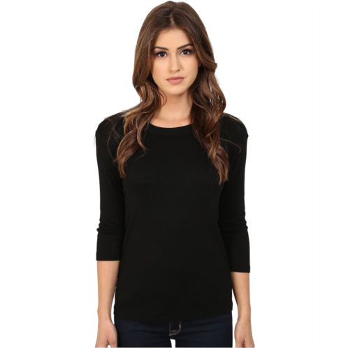 Womens Michael Stars Shine Dora 3/4 Sleeve Crew Neck Shirt