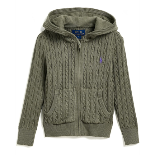 Girls Polo Ralph Lauren Kids Mini-Cable Cotton Full-Zip Hoodie (Toddler/Little Kid)