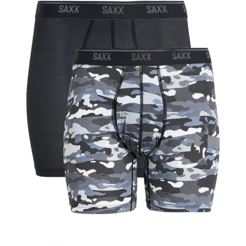Mens SAXX UNDERWEAR Quest Quick-Dry Mesh Boxer Briefs Fly 2-Pack