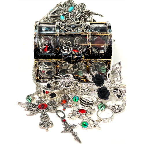 Mystery Jewelry Jar 40-45Pcs Surprise GothicBohemia Jewelry Box for Women Halloween Treasure Chest Unique Gift Set-Necklace Earrings Rings and Bracelets